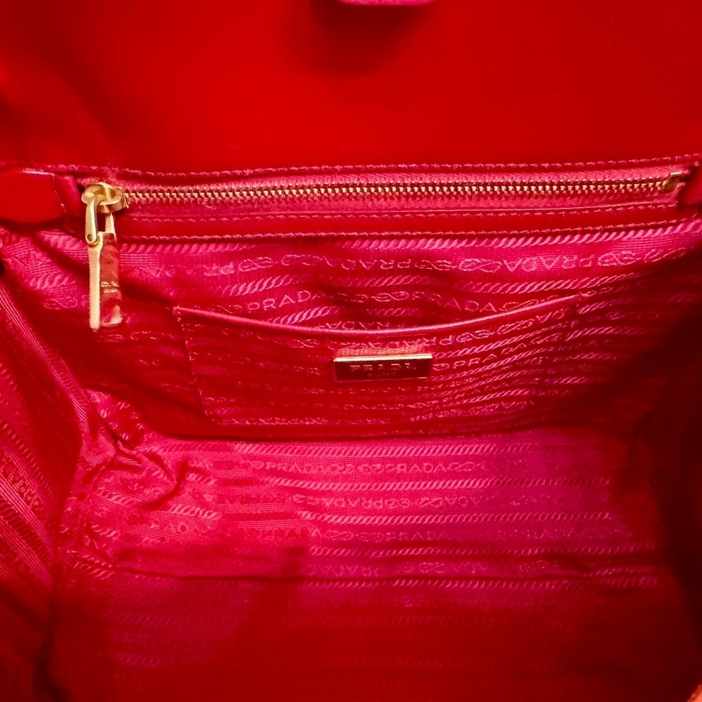 Auth. PRADA 2012 Candy Apple Red Saffiano Leather Tote - Picture 8 of 15